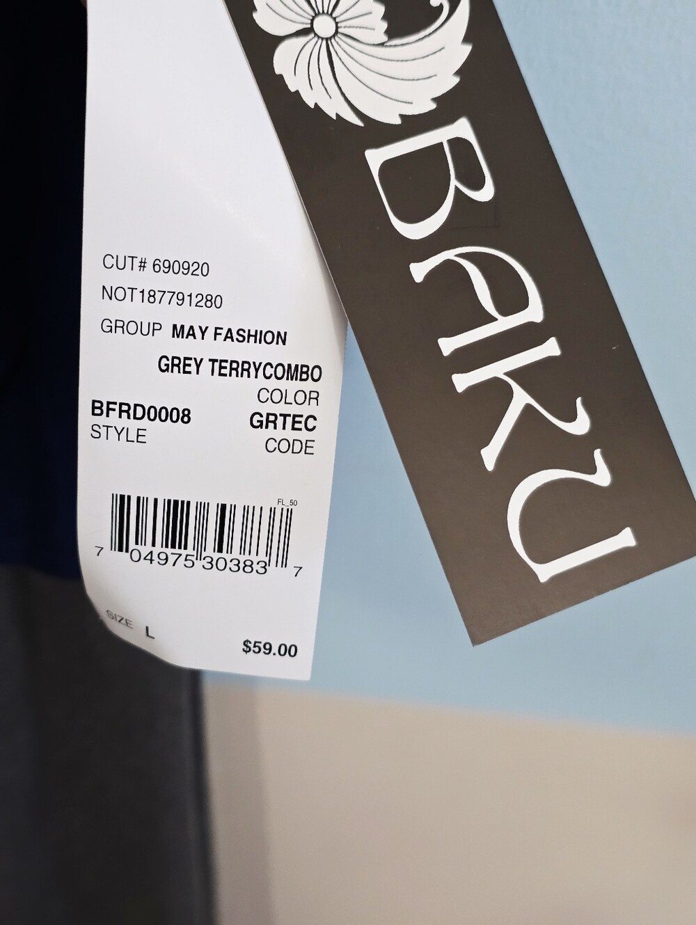 BAKU Blue and Heather Gray Sleeveless Dress - Picture 7 of 7